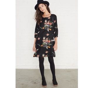 Amour vert silk Haley black floral dress
